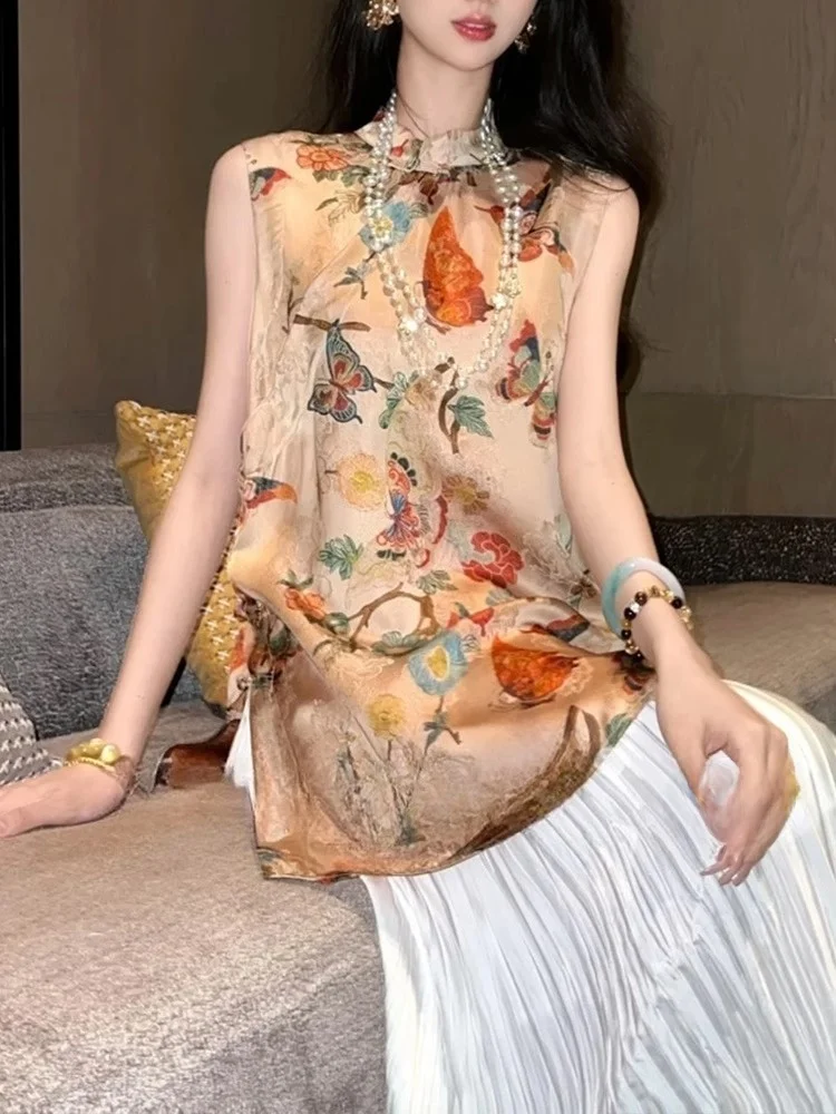 Conjunto de falda y Top con estampado Floral chino para mujer, traje de dos piezas de Faion, conjunto de ropa de verano de tendencia nacional, novedad de 2025