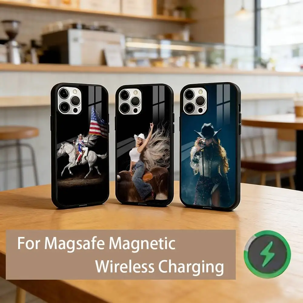 

B-Beyonce C-Cowboy Carter Phone Case For iPhone17,16,15,14,13,12,11 Plus,Pro Magnetic with Magsafe Wireless Charging