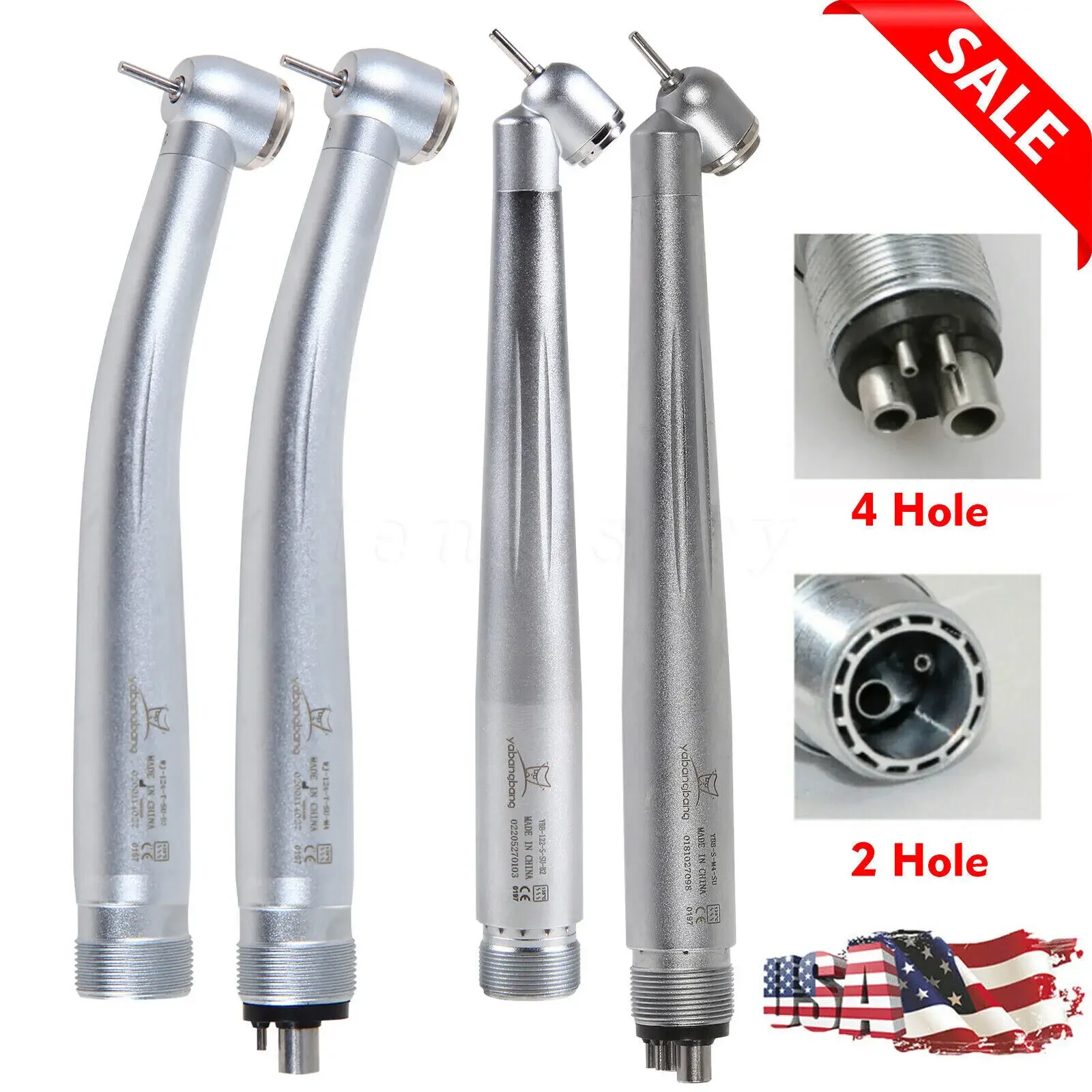 Dental 45/90 Degree High Speed Handpiece Push Button Turbine 2/4 Hole Fit Nsk Pana Max