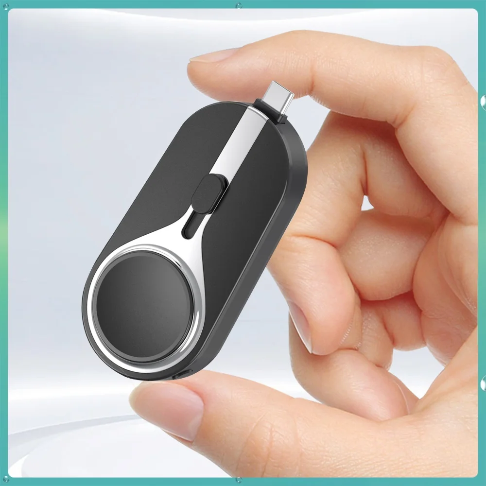 2-in-1 Backup Power Bank Waterproof Mini Battery Pack Fast Charger Retractable Plug 2000mAh Built-in Carabiner Phone Accessories