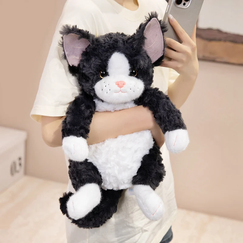 Cute Devon Rex Plush Toy Stuffed Curly Hair Fat Belly Puppy Plushie Adorable Doll Toys for Kids Birthday