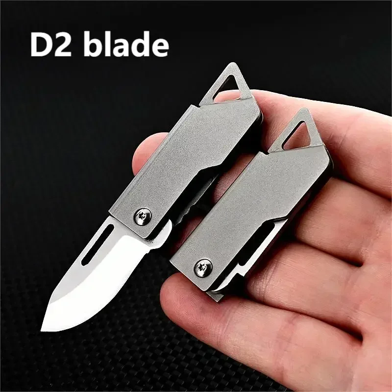 Stainless Steel Square Head Mini Folding Sharp Portable Express Package Opening Sma Keychain Pendant Hanging Sleeve Pearl