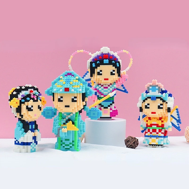 Building Blocks Peking Opera Series Small Particle Building Blocks Ancient Style Set Peking Opera Classic Characters 3D Model