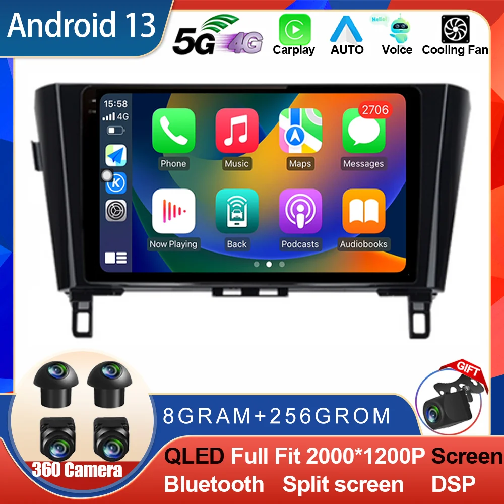 

Android 13 For Nissan Qashqai J11 X-Trail 3 T32 2013-2017 Carplay Car Radio Multimedia Video Player Auto Navigation no 2din