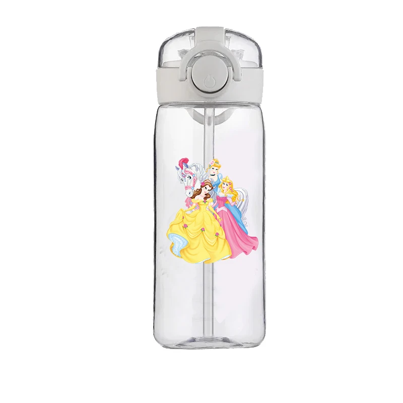 Disney Cute Soft Straw Water Cup 400ML Snow White Convenient Silicone Straw Drinking Bottle Outdoor Leak Proof School Water Cup