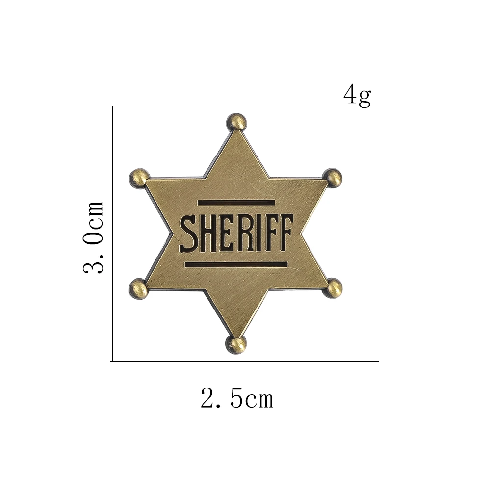 Alloy Sheriff Brooch Six-pointed Star Police Badge for Women Men Backpack Lapel Pins Party Statement Fashion Jewelry Gifts