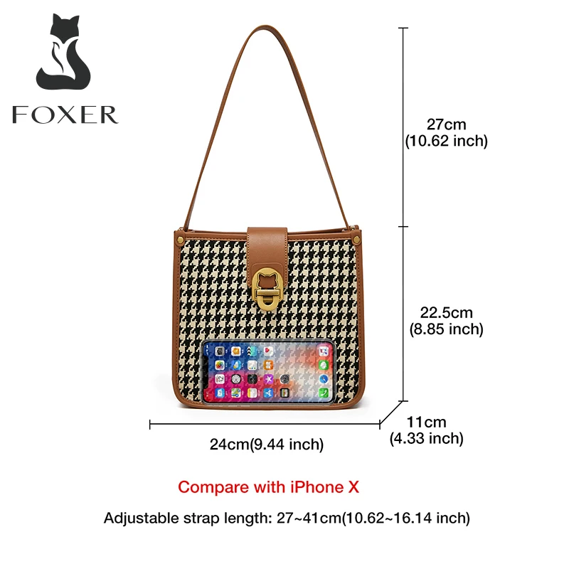 Imagem -02 - Foxer-pu Leather Hasp Underarm Bolsa para Mulheres Bolsa de Ombro de Tecido Viajante Bolsa de Moda Feminina Bolsa Feminina