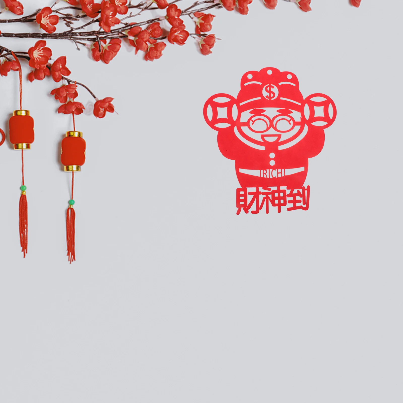 

2Pcs Chinese Lucky Character Door Decals New Year Party Decorations for Living Room Bedroom Kitchen Bathroom Wall Window Sticker