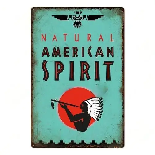 American Spirit Retro Metall-Blechschild Vintage Raucher-Dekor Wandkunst