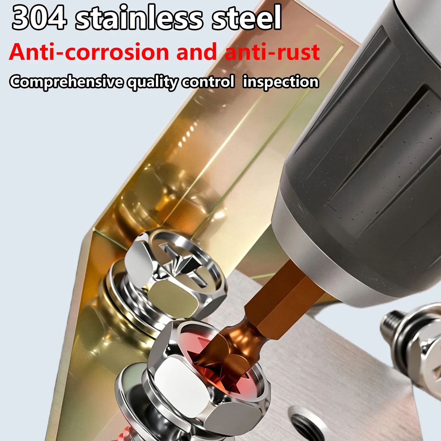 304 Stainless Steel DIN 967 Phillips Hex Screw with Pre-assembled Washers Combination Bolt M3M4M5M6M8M10