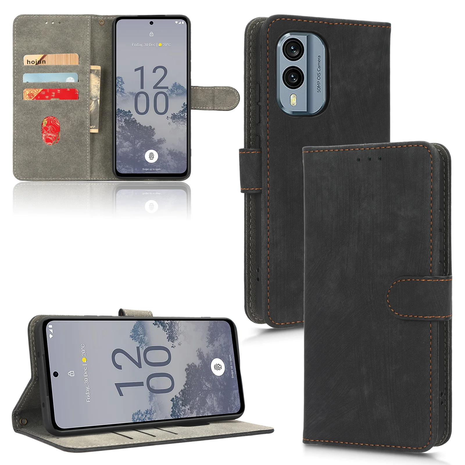 RFID Protection Leather Cases For Oneplus 11 Nord N300 CE3 N20 2T OPPO A58 A78 A57 A77 A36 A96 5G Wallet Phone Case 10pcs