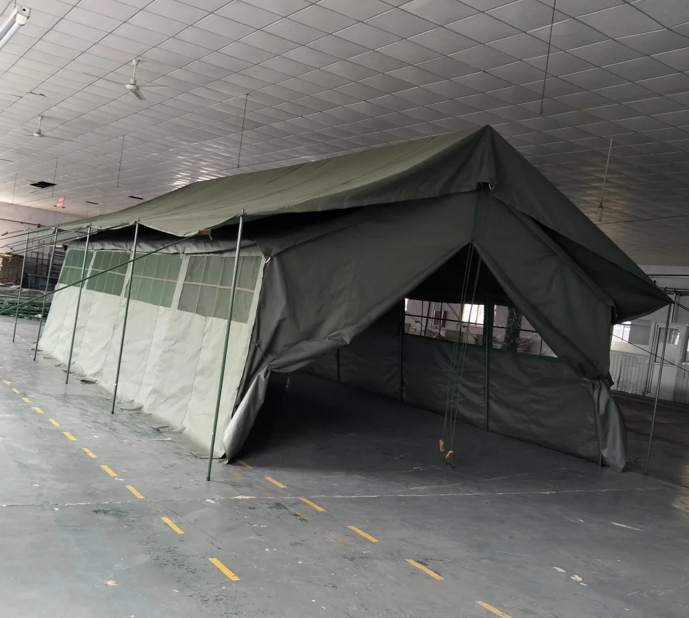 Factory Waterproof Durable Canvas Fabric Army-green Tent Shelter With Outer Rainfly