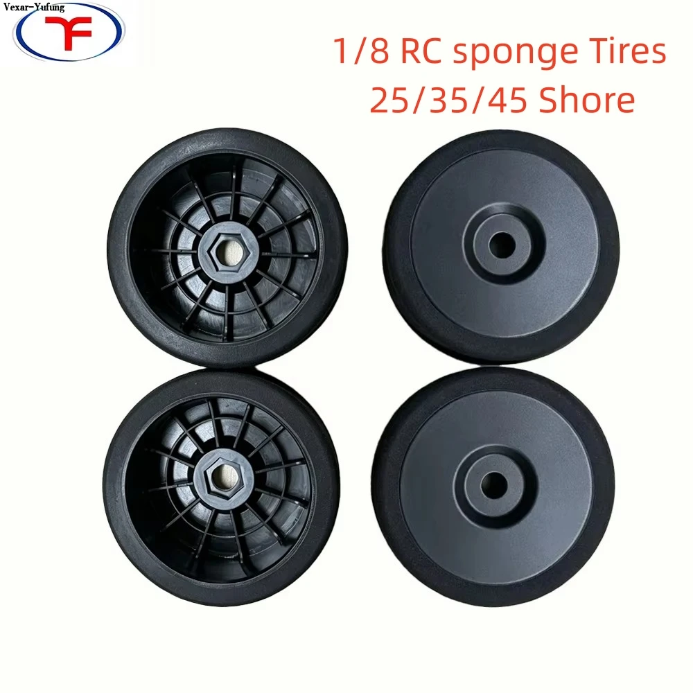 Yufung RC Racing Cars Accessories 4Pcs Set Racing Foam Tire Wheel Rim 24/35/45Shore 17mm Hex for HSP HPI 1/8 On-road RC Car Tire