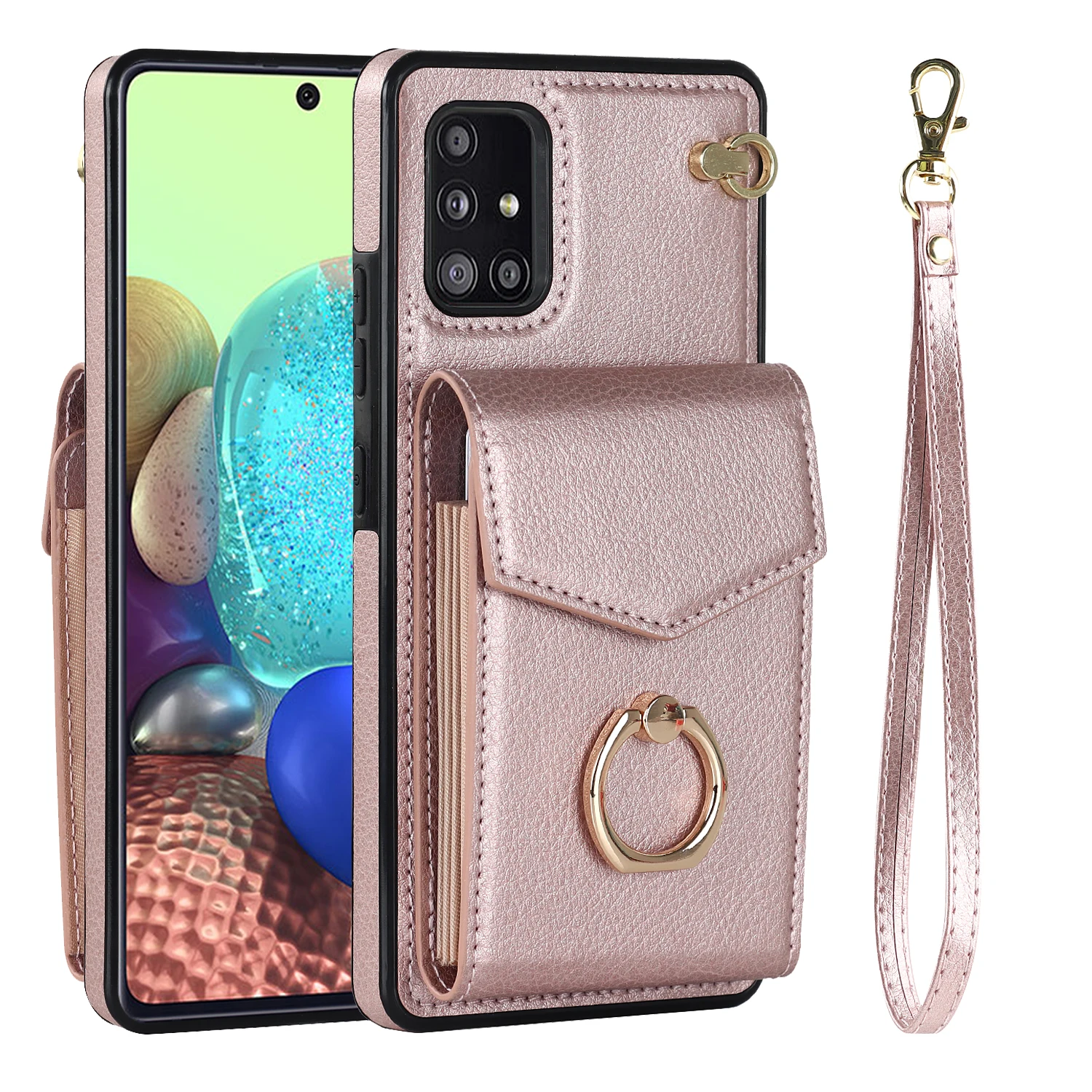 Leder Karte Pack Telefon Fall Für A82 A73 A72 A71 A70 A53 A52 A51 A50 A42 A33 A32 A22 A13 a12 5G Schutzhülle Hand seil Abdeckung