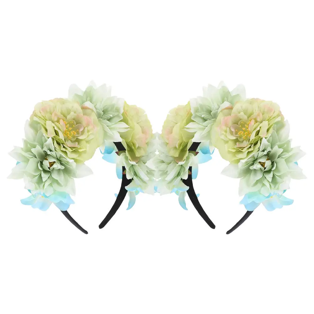 

2Pcs Floral Headbands for Women Vintage Artificial Flower Headband Elegant Retro Hair Accessory for Wedding Festival Party Photo