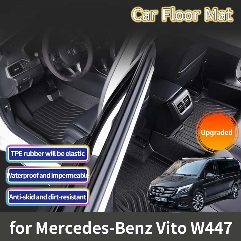 

For Mercedes Benz Vito Viano V Class W447 2015~2023 Accessories Metris Car Floor Mat Foot Panel Liner Carpet Pad Waterproof Mats