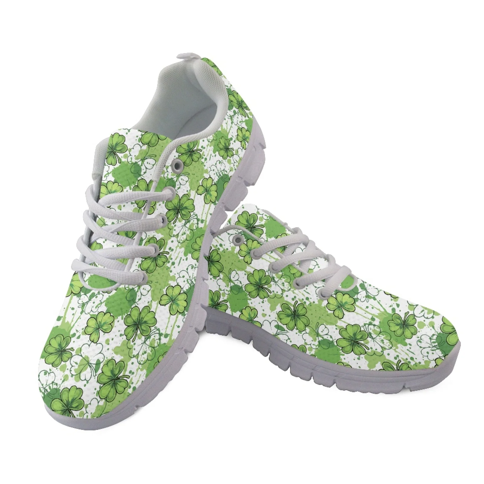 Coloranimal Breathable Low Top Running Shoes for Women Tennis Shoes for Women for Walking Clover Design