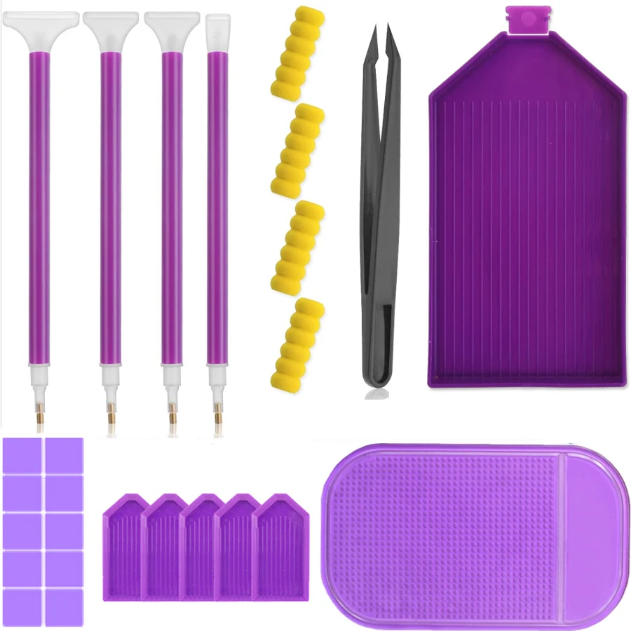 26PCS 5D Diamond Painting Point Drill Pen Tweezers Plate Glue Tray Mat Tools Kits For DIY Diamond Embroidery Tools Accessories