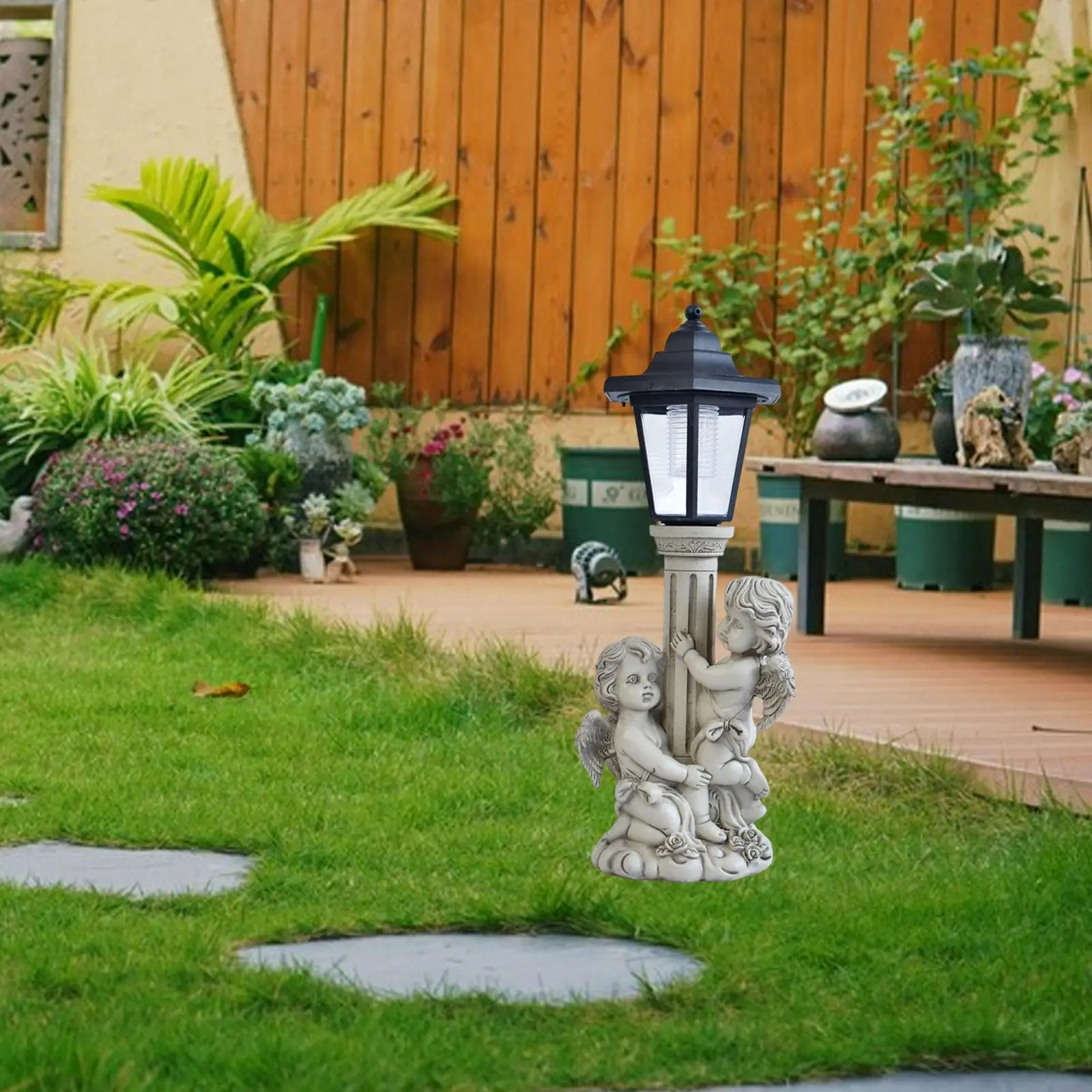 

Patio Child Figurine Solar Powered Light Resin Sculpture for Indoor Outdoor