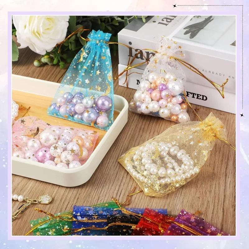 أكياس هدايا الأورجانزا الملونة أكياس تغليف الحلوى والمجوهرات عيد الميلاد حفل زفاف التعبئة تفضل الحقائب أكياس متعددة الأغراض قابلة للسحب #6