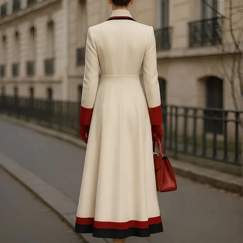 Herfst WinterTemperament Dames Wollen Jas 2025, Nieuwe Stijl Tweekleurige Wollen Overjas Double-Breasted Hoogwaardige Lange Jas H749