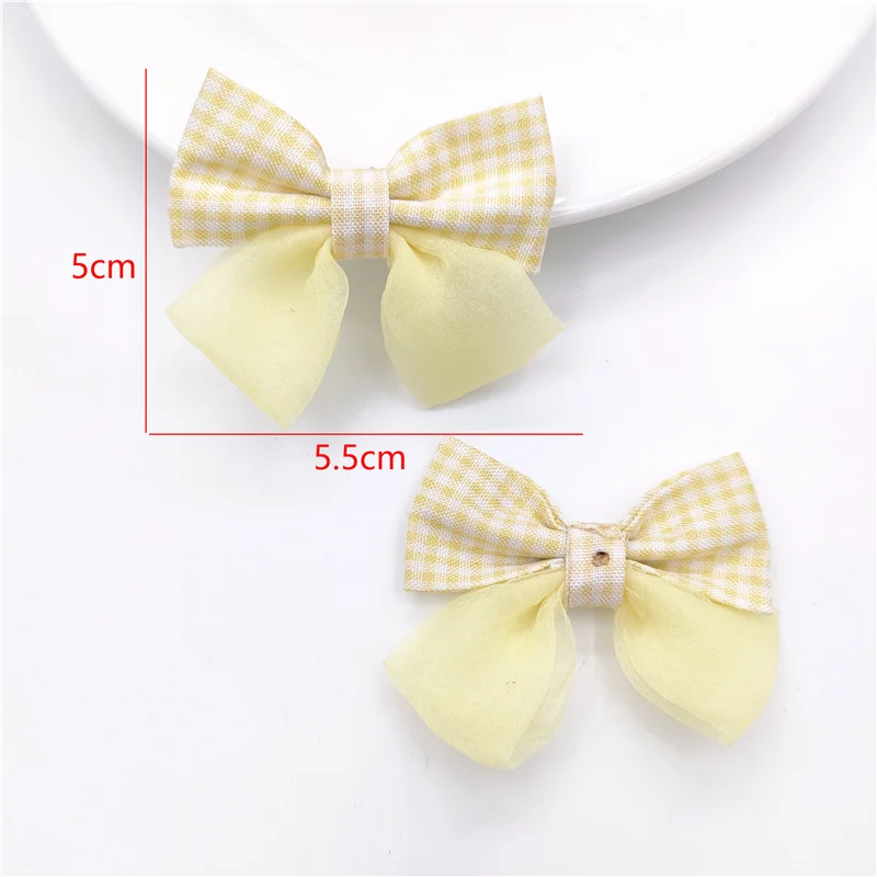 20Pcs 5.5X5CM Stripe Bowknot Applique For DIY Baby Hair Clip Hat Headwear Crafts Patches Decor Ornament Clothing Accessories