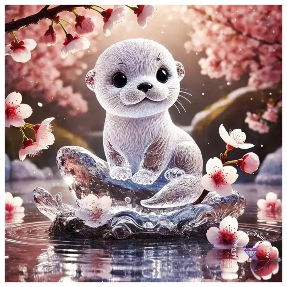 

Water Lazy Animal AB Diamond Painting Kit Square Round Diamond 5D DIY Mosaic Handmade Art Adult Exquisite Gift Crafts Home Decor