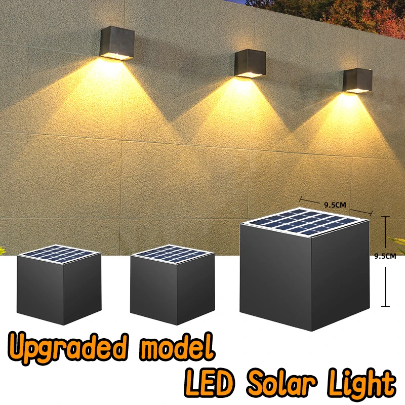 

Уличные солнечные настенные светильники, квадратные солнечные беспроводные настенные бра, IP65, водонепроницаемые декоративные светильники для сада, двора, патио, декора забора
