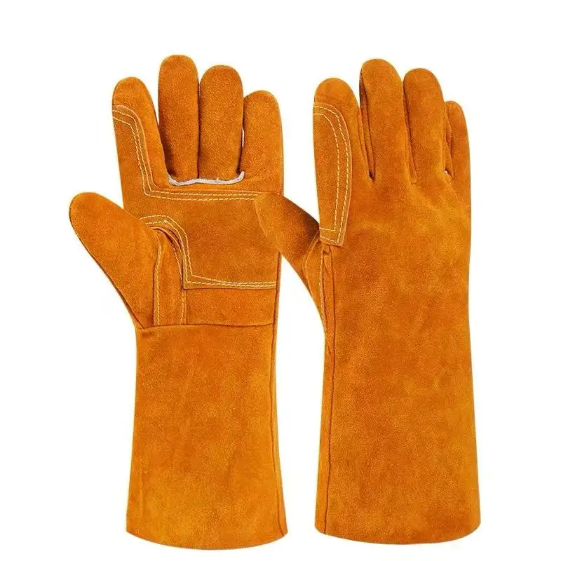 35cm 40cm Welding Gloves Split Cowhide Leather Welder Gloves Reinforced Thumb Palm MIG/Stick Welding Gloves