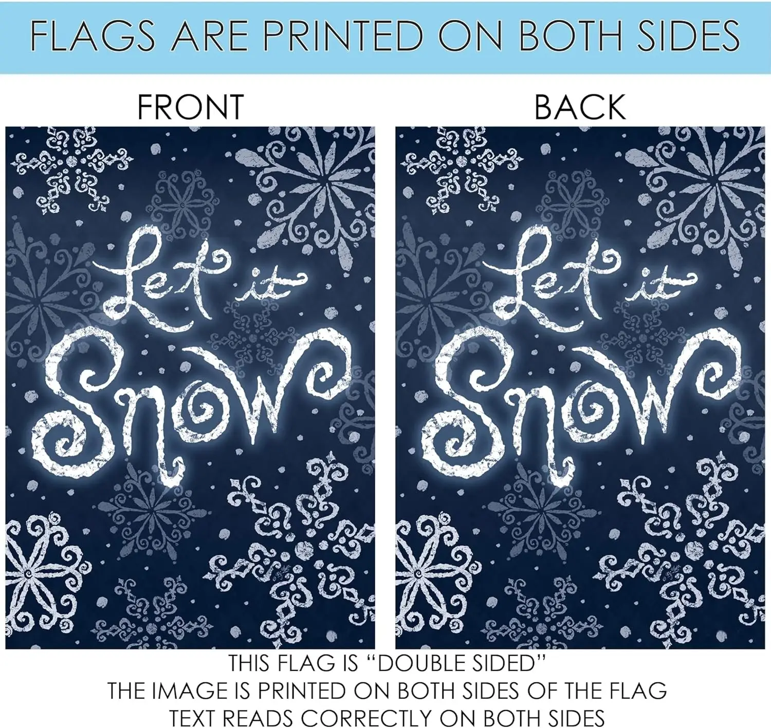 تولاند حديقة المنزل 117280 Let It Snow Winter Garden Flag 12x18 بوصة مزدوجة الجوانب لتزيين ساحة المنزل الخارجية FFI
