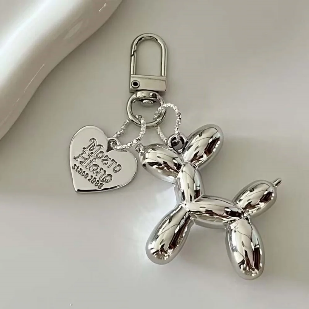 Cartoon Balloon Dog Couple Keychains Key Ring Women Men New Bling Cute Pet Bag Car Holder Airpods Box Jewelry Friend Gift