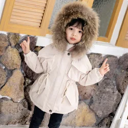 Winter warm children's jacket with hooded fur collar Outerwear Korean version trendy Child girl coat suitable for 2-8 years old