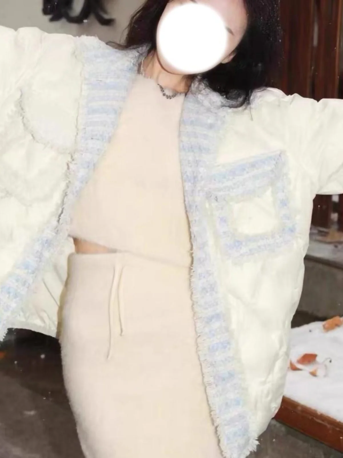 

Женский твидовый жакет на пуговицах, зимний, на флисовой подкладке, утолщенный, с утеплителем, сверхпрочный, морозостойкий, всепогодный, защитный