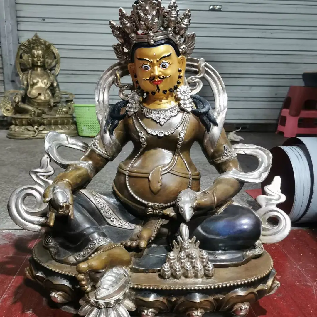 45cm good Buddha statue home temple shop CAI SHEN Jambhala God of wealth brass Buddha statue Bring wealth money Good luck