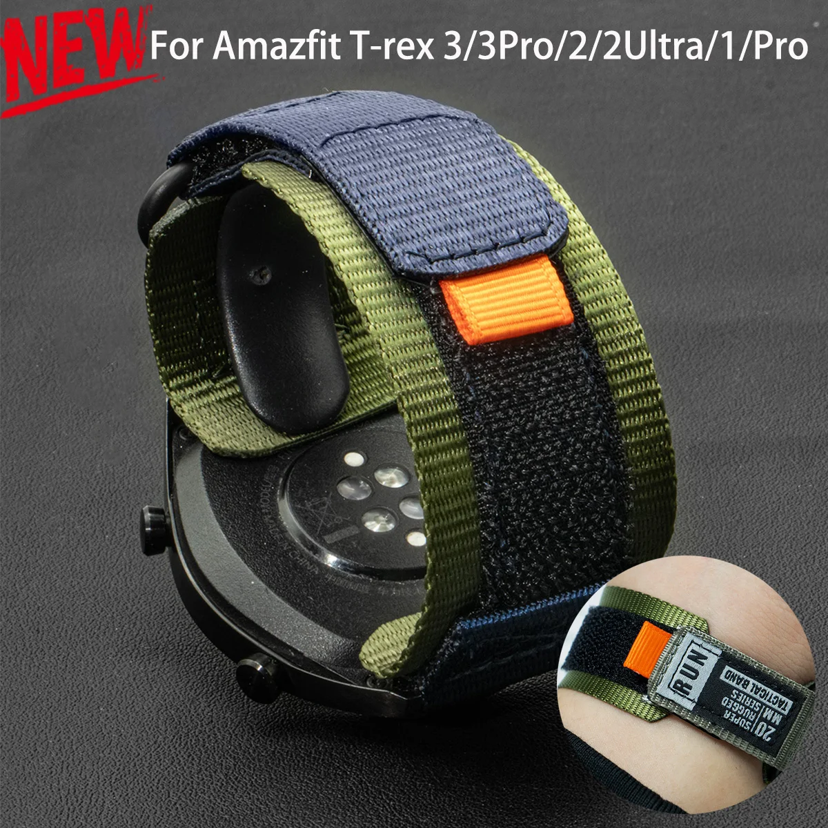 Correa táctica para uso en exteriores, compatible con Amazfit T-Rex 3/3 Pro, 2/2 Ultra. Correa deportiva ajustable para T-Rex 1/Pro. Pulsera elástica y transpirable.
