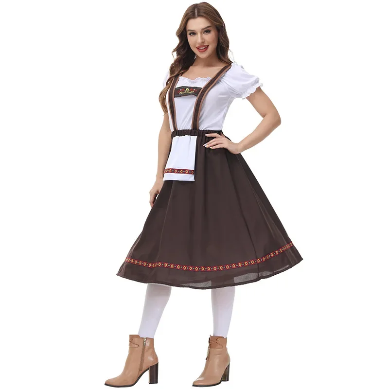 Classic Bavarian Dirndl Oktoberfest Costumes Adult Women Girls Suspenders Uniform Cosplay Carnival Halloween Party Fancy Dress