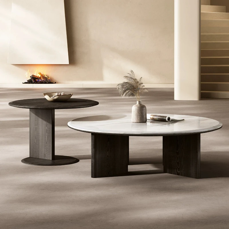 

Minimalist Round Coffee Tables Set Marble Top Italian Low Coffee Tables Unique Living Room Mesa De Centro De Sala Furnitures