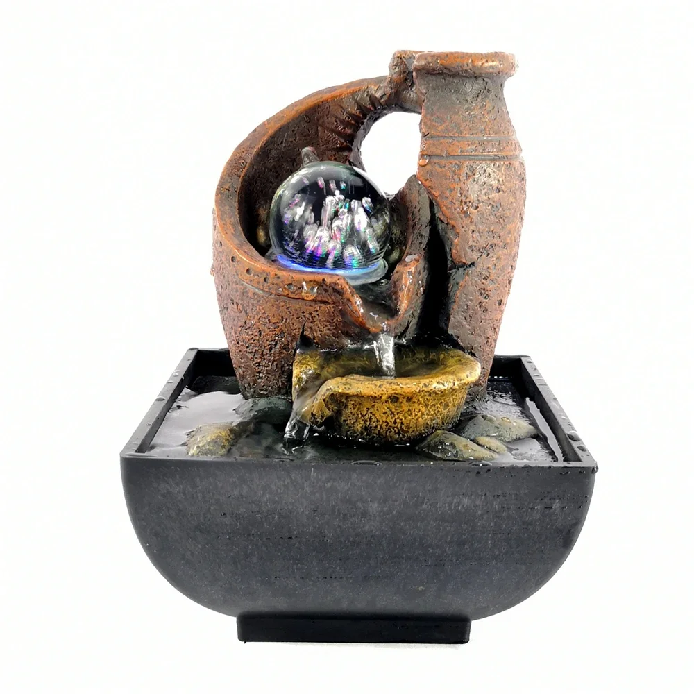 

Tabletop Water Fountain Flowing LED Lighted Waterfall Soothing Fountains Relaxation Zen Meditation Office Home Decor