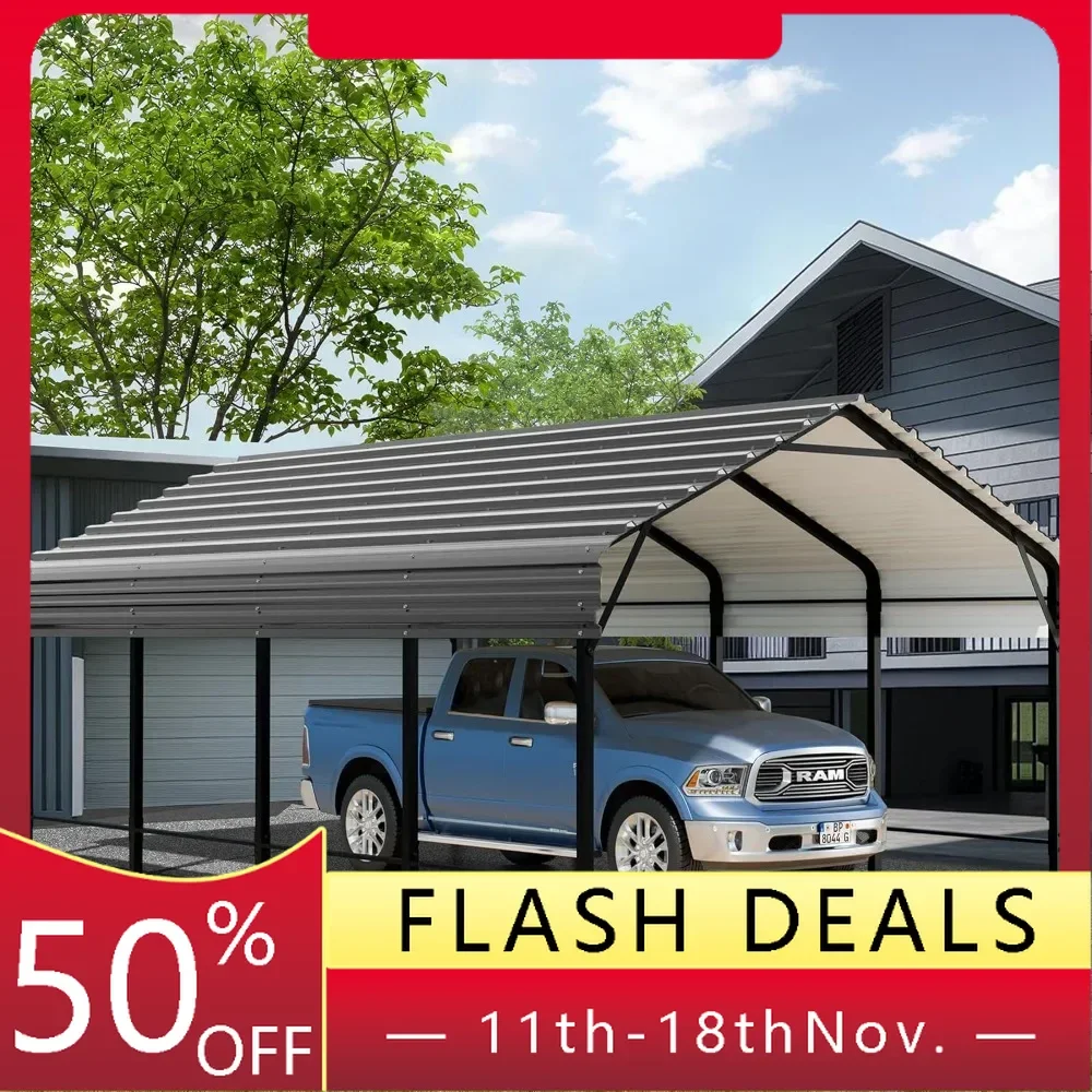 12X20 FT Carport, Heavy Duty Carport Canopy with Galvanized Steel Roof and Frame, Metal Carport Upgraded Extra Large Garage