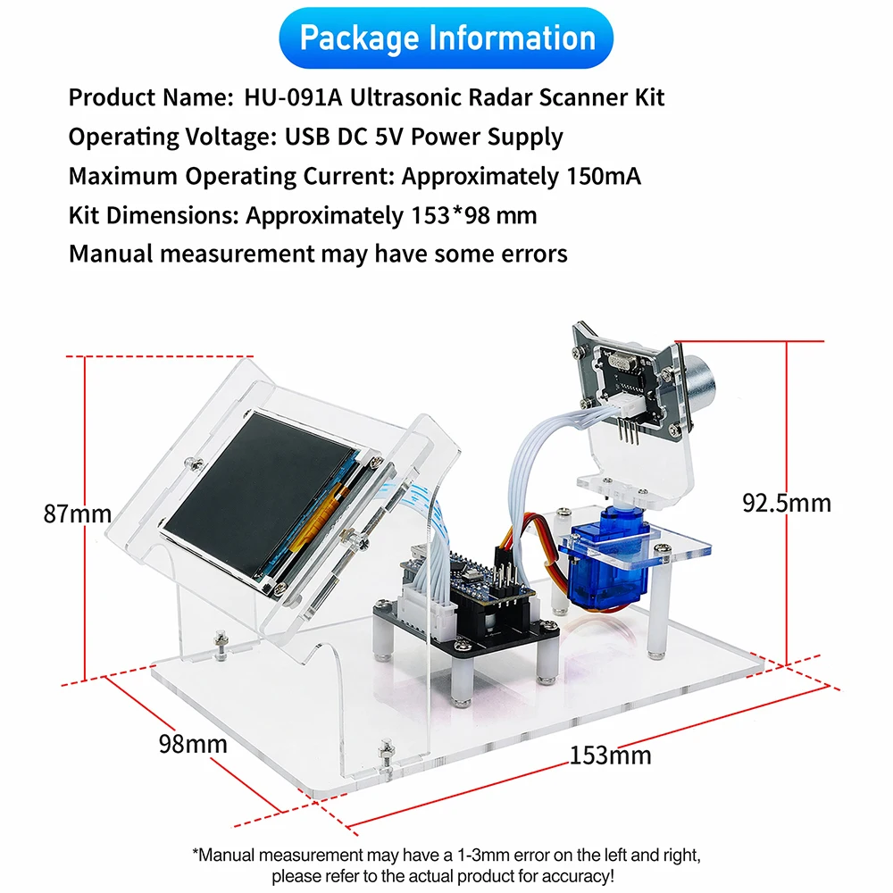 DIY Open-Source Ultraschall-Radar-Scanner-Kit mit LCD-Display, 180-Grad-Scanning zum Programmieren und Lernen, HU-091A Maker-Kit – Detail 6