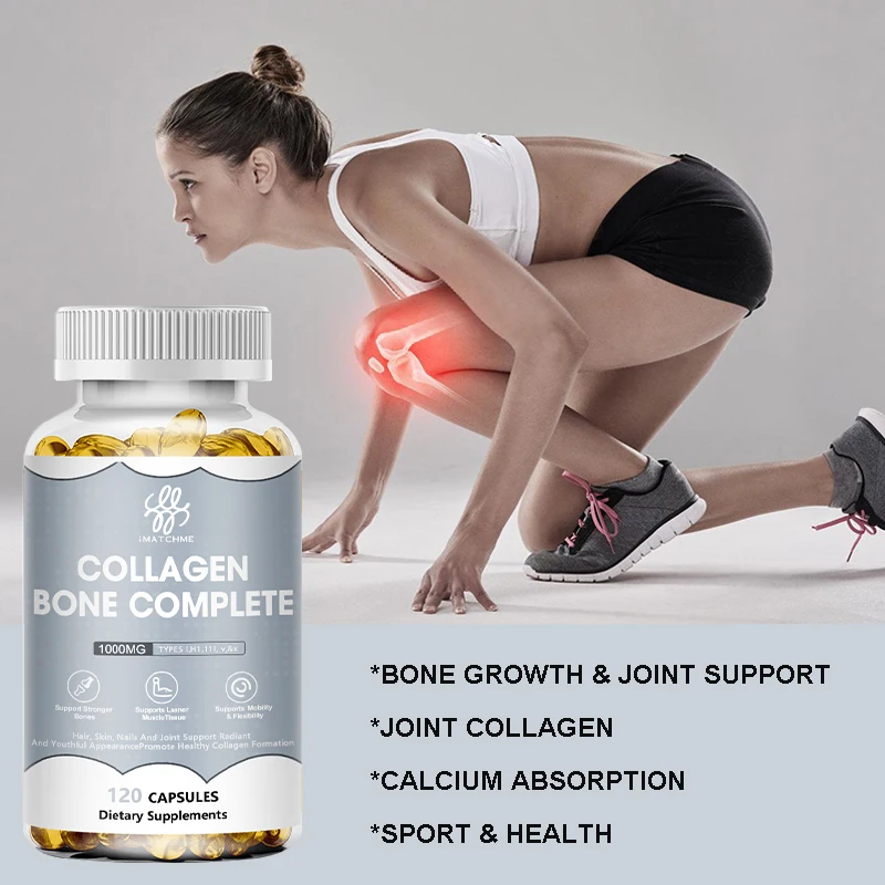 iMATCHME Bone Collagen Capsules Marine Collagen with Calcium, Magnesium,Vitamin D3,Vitamin C,Vitamin K-2 Support Bone & Joint