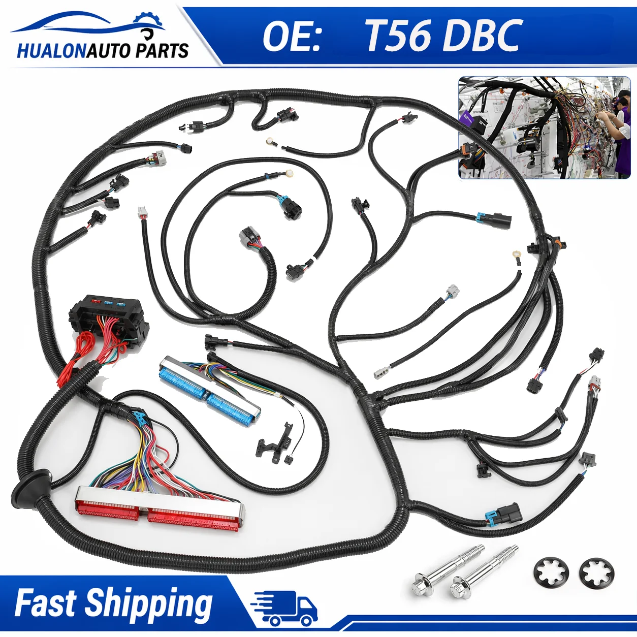 Arnés de cableado independiente para motor LS1 con transmisión no eléctrica T56 DBC por cable - Compatible con motores 4.8L, 5.3L, 6.0L de 1997-2006