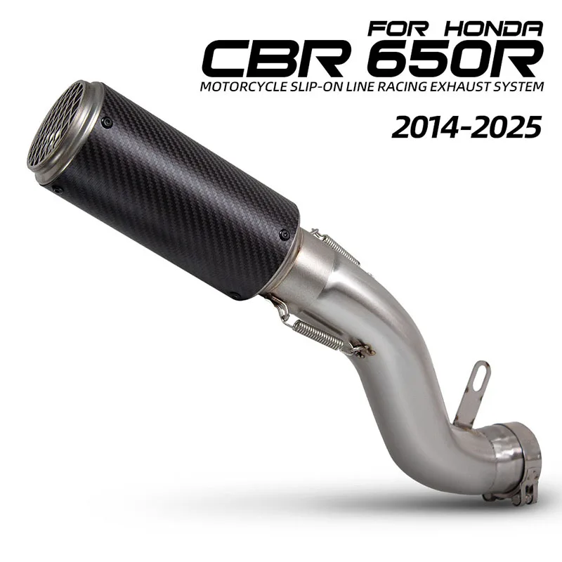 

Motorcycle Exhaust Line Adapter Middle Pipe Connect Carbon Muffler Slip on For Honda CBR650R CB650R CBR650F CB650F 2014-2025