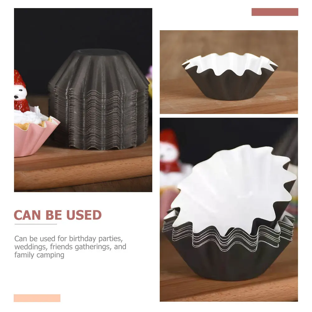 

150pcs 210g PET Paper Cake Cups Baking Muffin Bowls Disposable Ice Cream Sundae Containers Lids Wrapping Pan Liners
