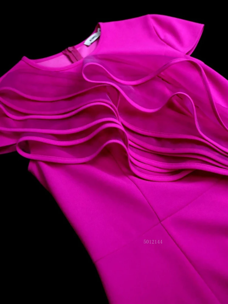 2026 novo feminino em torno do pescoço retalhos organza em camadas babados vestido cintura-concha forma-encaixe banquete vestido de festa