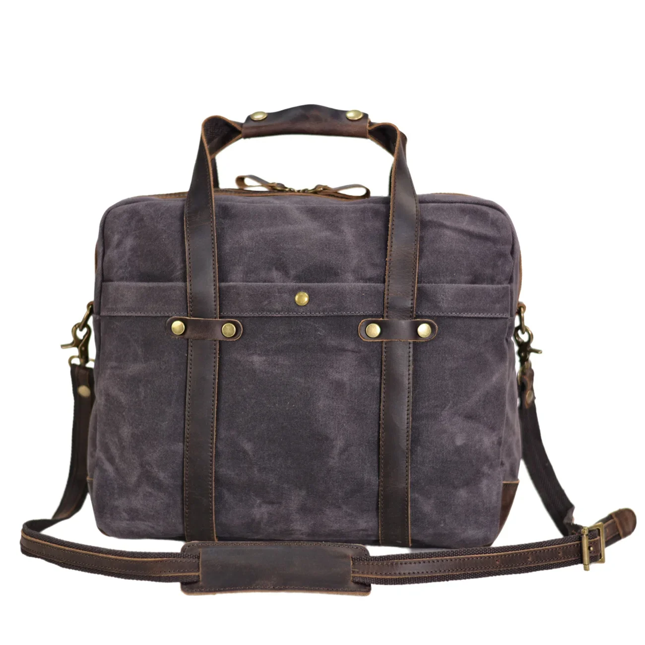 

Men's Fashionable and Practical American Vintage Oil Waxed Canvas Briefcase Business Casual Occasion Tote Crossbody Bag