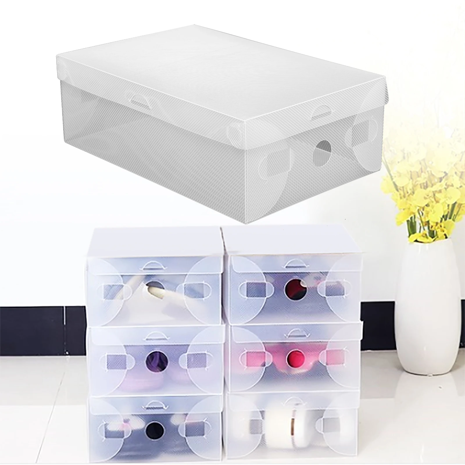 20pcs Transparent Shoes Storage Boxes Foldable Cabinet Organizer Rack for Women Men