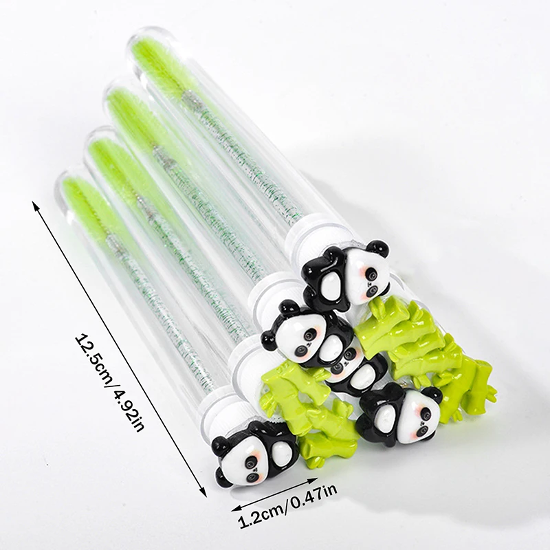 1/2/5Pcs Panda Bamboo Eyelash & Brow Brush Set - Crystal Decorated Mascara Wands & Spoolies, Portable Makeup Tools