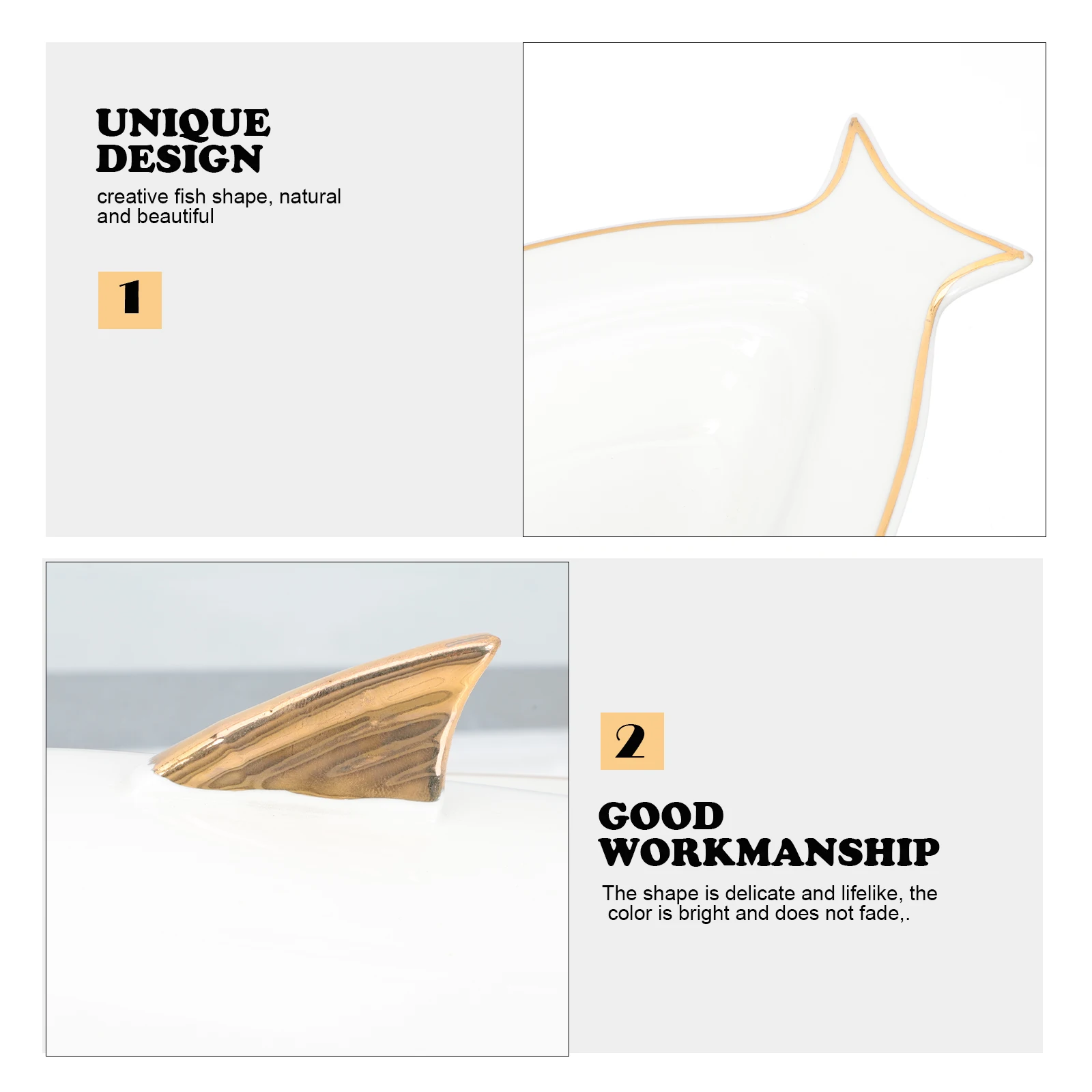 

1Set Ceramic Food Grade Gold Carved Fish Plate Decorative Serving Dish Suitable Hot Cold Meals Hotel Restaurant