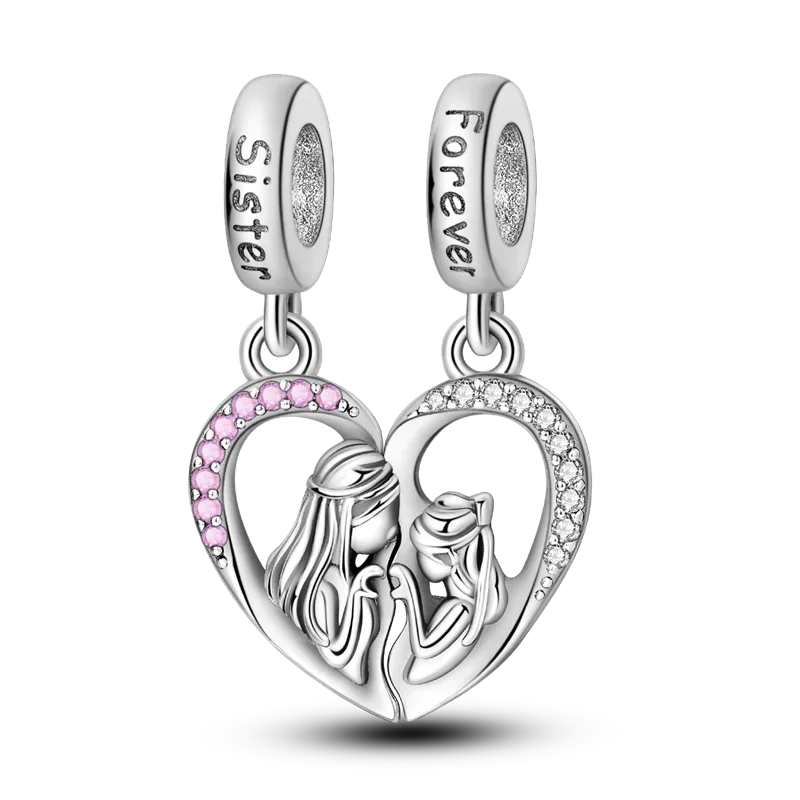 925 Sterling Silver Heart & Mum Dangle Dream Catcher Charm Fit 4MM hole diamete Bracelet DIY Jewelry For Women Bracelet Beads